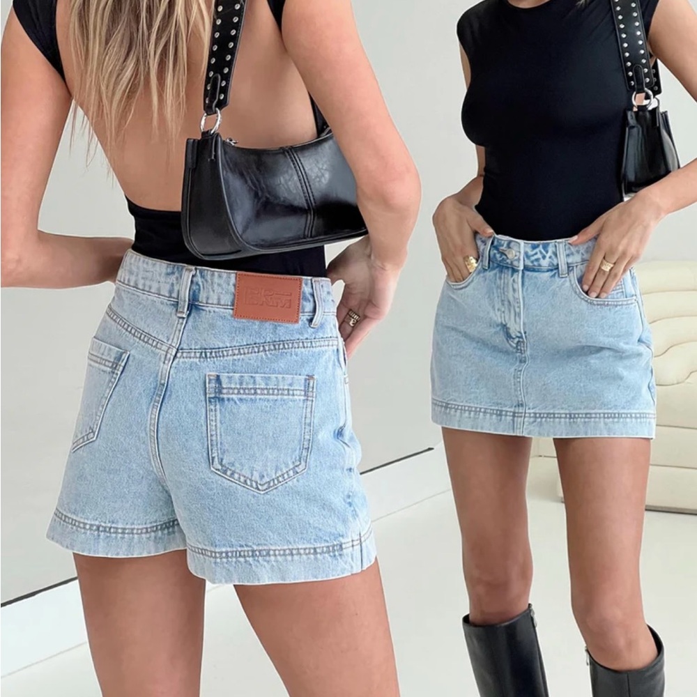 Princess Polly Gazzle Denim Skort Light Wash